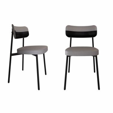 Imagem de Cadeira Alloa Fixa com 4 Pés 500 X 447 X 838 Mm com 2 Unidades Corriente Cinza/Preto/Preto Epoxi