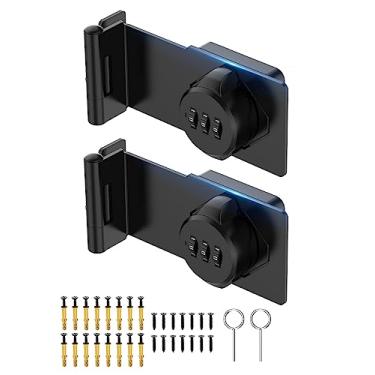 Imagem de Fechaduras de ferrolho de senha de armário, fechadura de porta de celeiro de 90 graus, trava de combinação de segurança doméstica para armário, cerca, banheiro, ao ar livre, jardim (preto-2 peças)