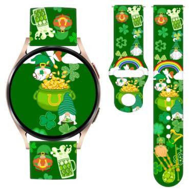 Imagem de Pulseira de relógio Irish St. Patrick's Day compatível com Samsung Galaxy Watch 40 mm, 41 mm, 42 mm, 44 mm, 45 mm, pulseira inteligente de substituição com padrão de 20 mm para Galaxy Wacth 5 / Wacth 4 / Wacth 4 Classic / Wacth 3 / Wacth Active 2 (Tamanho: M / L)