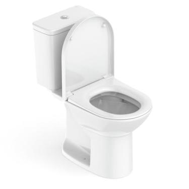 Imagem de Kit 2 Vaso Sanitários com Caixa Acoplada e Assento Queda Amortecida Round Roca Branco Brilhante