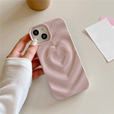 Imagem de Brilhante 3D plissado coração amoroso coração caixa de telefone para iPhone 15 11 12 13 14 Pro Max Candy Color Wave Shape Creative Soft Back Cover, T9, para iPhone 13
