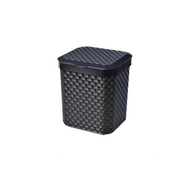 Imagem de Lixeira De Pia Rattan Com Tampa Preta 5lt - Ladiv Comercial, Preto