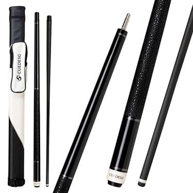 Imagem de CUEDESG Taco de sinuca de fibra de carbono 10,5 mm/11,8 mm/12,5 mm, bastão de sinuca de baixa deflexão, bastão profissional com estojo... (envoltório de couro preto_11,8 mm)