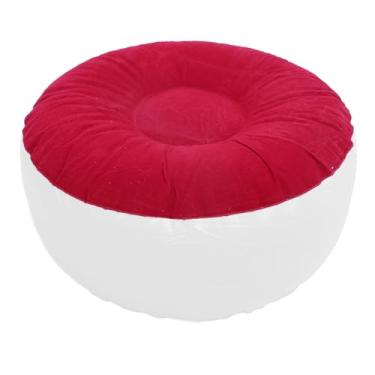 Imagem de Tamborete Inflável do Otomano, Pufe Pequeno do Descanso do pé Cadeira Redonda Portátil do Assoalho para o Acampamento do Casamento do Quarto (Vermelho)