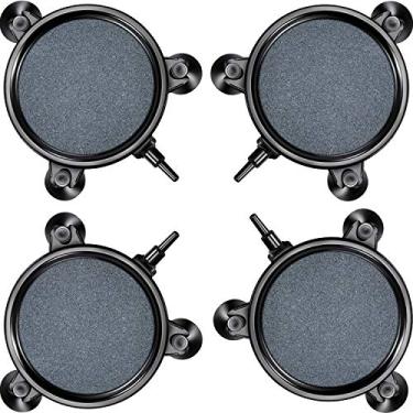 Imagem de 4 peças de 10 cm de diâmetro de disco de pedra de ar com bolhas de peixe com 12 peças de ventosas para hidropônicos, aquário, peixe, bomba de tanque, difusor de aerador, kit de pedra de ar redondaMudder