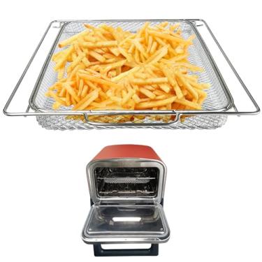 Imagem de BBQCuker Cesta De Air Fryer Para Forno De Pizza Externo Ninja Woodfire, Cesta De Malha De Aço Inoxidável De 13,3" X 12,8" Para Forno De Pizza, Substituição De Cesta De Air Fryer, Oo100, Oo101, Oo102,