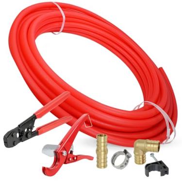 Imagem de Pexflow Kit de iniciante PXKTOB12100 – 1,27 cm x 3,5 m de barreira de oxigênio PEX, ferramenta de crimpagem e corte, anéis de crimpagem Oetiker, meia braçadeira, plugue de farpa Pex para acoplamento