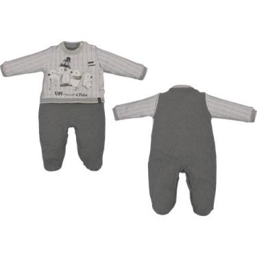 Imagem de Macacão Bebê Menino Longo Inverno Cinza Pablo Pinguim - Upi Ulli, GG