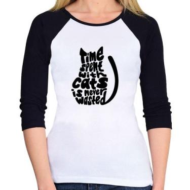 Imagem de Baby Look Raglan Time spend with cats is never wasted Manga 3/4 - Foca