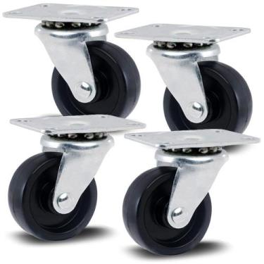 Imagem de Kit 4 Rodízios Série Leve 10 1.5/8" 41mm Placa - Polipropileno 80kg - 