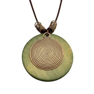 Imagem de Jeniiahua Colar longo com pingente feminino vintage ajustável com contas Y gargantilha estilo étnico hippie, Couro sintético, Sem Pedra Preciosa