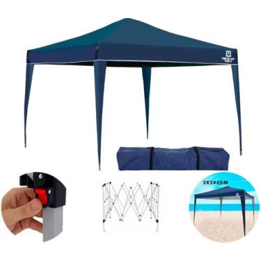Imagem de Tenda Gazebo 3x3m Articulado Sanfonada Azul Para Jardim The Black Tool