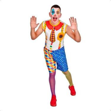 Imagem de Fantasia Adulta Masculina Roupa Palhaço de Circo pra Festa Carnaval e 
