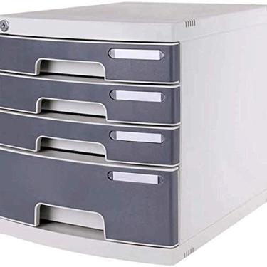 Imagem de Caixa de armazenamento de arquivos de mesa de escritório doméstico com trava e chave, pastas de arquivo, armário de arquivo, design inovador e atraente com gavetas fechadas 3/4/5/6, cinza (tamanho: 3