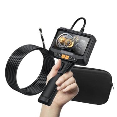 Imagem de Boroscópio de tubo de lente única, tela IPS de 5 polegadas, lente HD 1080p, luz LED à prova d'água IP67 com espelho de inspeção de vídeo iluminado para inspeções automotivas, aeroespaciais e mecânicas
