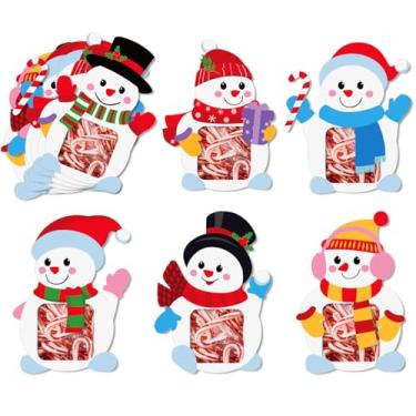 Imagem de Whaline 60 Pack Winter Self-Adhesive Goodie Bags with Cards Winter Snowman Paper Cards Craft with 100 Treat Candy Bags for Xmas Classroom Gift School Exchange Party Favors Wrapping Baking Food
