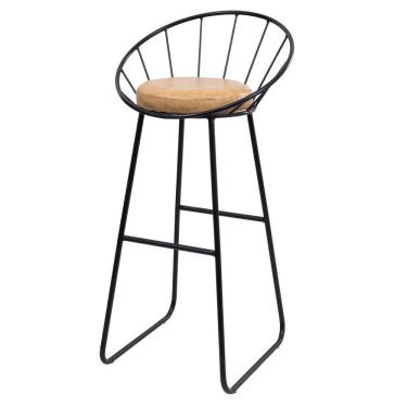 Imagem de Banco Alto Sunset Banqueta Estofada Balcão Cozinha Churrasqueira Preto- Caramelo