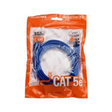 Imagem de Patch Cord Pluscable Cat5epc-ethu25bl Cabo De Rede 2,5m...