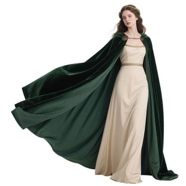 Imagem de Capa L'VOW Viking com capuz verde renascentista para Halloween