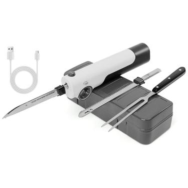 Imagem de Facas Elétricas sem Fio Recarregáveis TUMIDY, Ideal para Cortar Carnes, Aves e Pães, Inclui Garfo de Servir