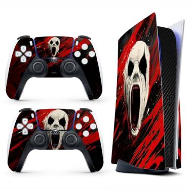 Imagem de Skin for PS5 Sticker Cover - Horror Face, Compatible with Both Disc Edition & Digital Edition (not Slim Ver) - 2 Controller Skins & Console Skin - No Bubble, Full Protection, Waterproof, Removable