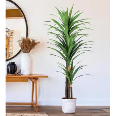 Imagem de Planta Artificial Yucca Árvore Realista Para Decoração 150cm, Plantas Artificiais Para Decoração de Casa, Escritório, Cozinha, Sala De Estar, (Com Vaso De Apoio)