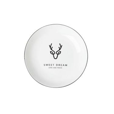 Imagem de Pratos práticos requintados de alta temperatura esmaltados para uso doméstico nórdico - disco de 20 cm [veado branco]
