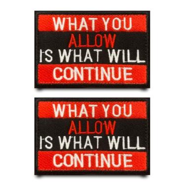 Imagem de 2 peças O que você permite é o que vai continuar bordado patch gancho e laço costurar no emblema fixador tático frase engraçada acessórios de fantasia adesivos para roupas, mochilas, jaqueta, chapéus