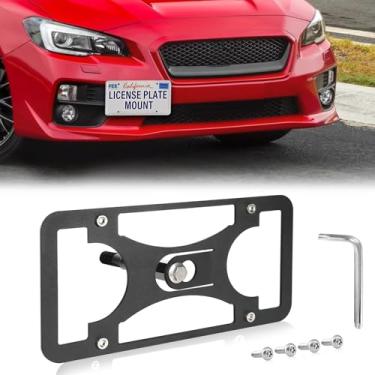 Imagem de Moldura frontal sem furadeira compatível com Subaru WRX e STI 2015-2016 Suporte de gancho de reboque para placa de carro antifurto Capas de etiqueta de carro à prova de ferrugem, acessórios de carro à