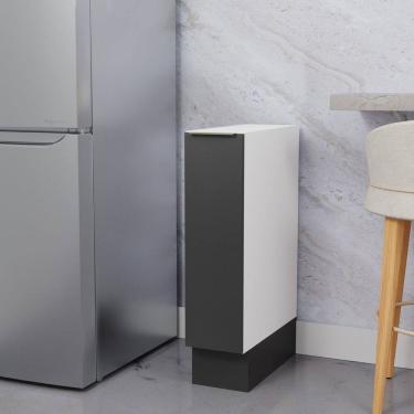 Imagem de Balcão Porta Tempero 20cm sem Tampo com Rodapé Ipanema Cabecasa Madeiramadeira Grafite Trama/Branco