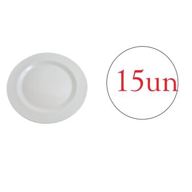 Imagem de Prato Redondo De Melanina Branco Linha Luxo Festa- Kit 15Un
