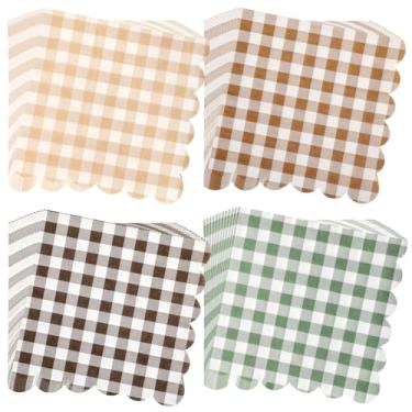 Imagem de Dinifee 240 guardanapos de coquetel recortados a granel 12 x 12 cm, guardanapos de papel xadrez xadrez descartáveis, cor gradiente, decorativos, para casamento, aniversário, casamento, casamento