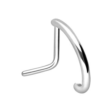 Imagem de PIERCINGLINE Anel de nariz de 20 g Aço cirúrgico 316L piercing de narina | Anel de nariz em forma de L em ótica de aro | Pinos de nariz para mulheres e homens