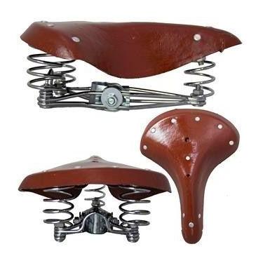 Imagem de Selim Marrom 3 Molas Rebites Bicicleta Retrô Antigo - Absolute