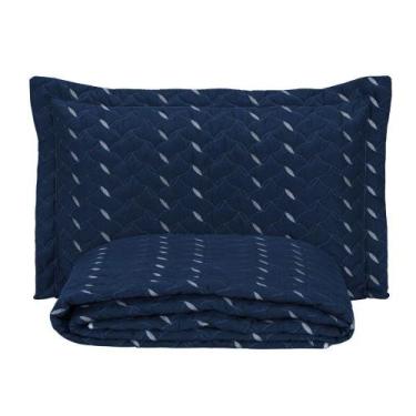 Imagem de Cobre Leito Bordado 400 Fios Heitor Solteiro 100% Poliéster - Azul Mar