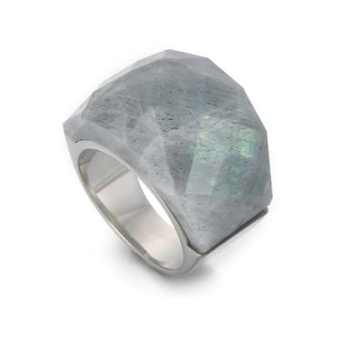 Imagem de Bigbabybig Anel de declaração exagerada de pedra preciosa labradorita natural para mulheres e homens com pedras preciosas delicadas de aço inoxidável na moda aliança de casamento joias elegantes