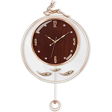 Imagem de Relógio de parede silencioso relógio de parede interno grande relógio de parede criativo decoração de cabeça de veado relógios de parede com pêndulo nórdico moderno estilo simples relógio de quartzo