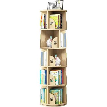 Imagem de AKALNNB Estante giratória de estante de livros, estante giratória de 360°, estante giratória de madeira, organizador de estante empilhável, armário de exibição, três camadas