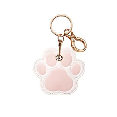 Imagem de Porta-chaves AirTag de couro compatível com Apple AirTag, capa protetora fofa com suporte de etiqueta de ar, acessórios com chaveiro, chaveiro, bolsa, capa de rastreador GPS