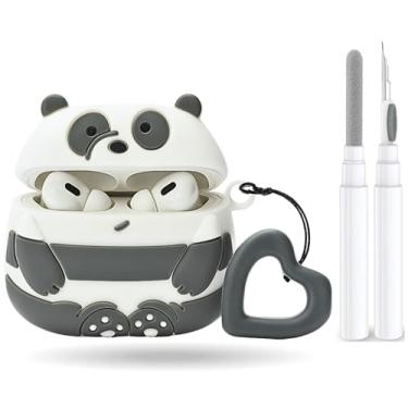 Imagem de Capa fofa Kawaii AirPods Pro 2 para mulheres e meninos, capa protetora de silicone com chaveiro e kit de limpeza, compatível com Apple AirPods Pro 2ª geração (2022/2019) (Panda Pod)