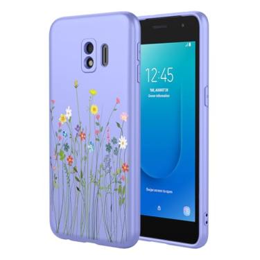 Imagem de HTXWXJC Capa de telefone para Galaxy J2 Core, capa para Samsung J2 Pure SM-J260 à prova de choque flexível bumper TPU capa macia padrão de flores capa de telefone para Samsung Galaxy J2 Core flor roxa