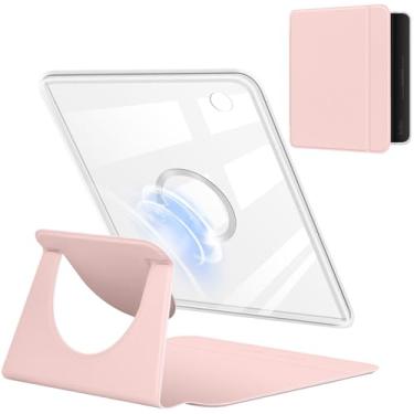 Imagem de YoungMe Capa giratória de 360 graus para 17.8 cm Kobo Libra Color lançado em 2024, design magnético destacável capa protetora ajustável com suporte transparente traseira com hibernar/despertar