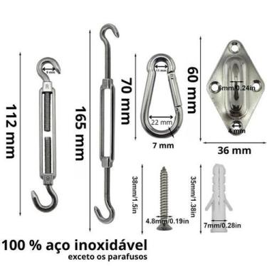 Imagem de kit fixação instalação tela tenda sombreamento inox - MAIS SOMBRA