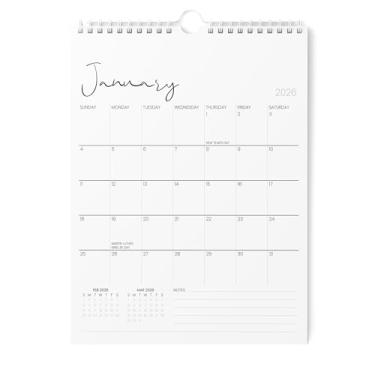 Imagem de Karto Calendário de parede 2026 - vertical 21,5 x 28 cm de janeiro de 2026 a junho de 2027 - Aumente sua produtividade e planejamento fácil com o calendário mensal estético - Cursivo