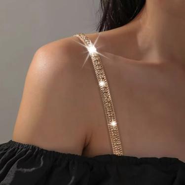 Imagem de Sutiã com strass antiderrapante, alças ajustáveis, enfeitadas com cristal, moda de verão, corrente corporal, acessórios de lingerie para mulheres, Medium, latão, Sem Pedra Preciosa