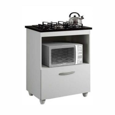 Imagem de Balcão Para Cooktop 4 Bocas 1 Porta Salvia Kaiki Móveis Branco