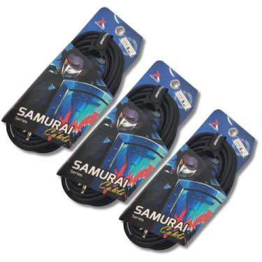 Imagem de Kit 3 Cabo P10 x P10 5m Instrumento Samurai Roxtone