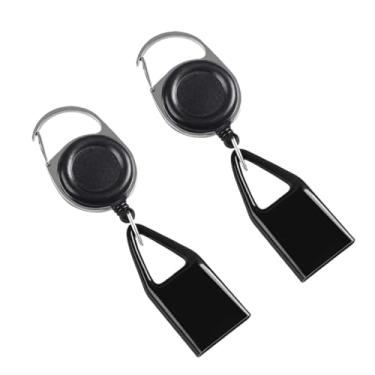Imagem de 2 peças de clipe para acendedor de calças, cinto retrátil preto para isqueiro, capa para isqueiro retrátil antiperda, cinto para chaveiro, guia de isqueiro para pesca, caminhadas, capa protetora para