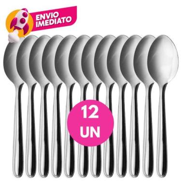 Imagem de Kit Colher De Sobremesa Aço Inox Conjunto Jogo Talher Resistente Resta
