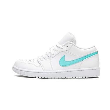 Imagem de Tênis de basquete masculino Air Jordan 1 Low Cw7033-100, White/Multi-color-light Aqua-ghost Green, 8.5
